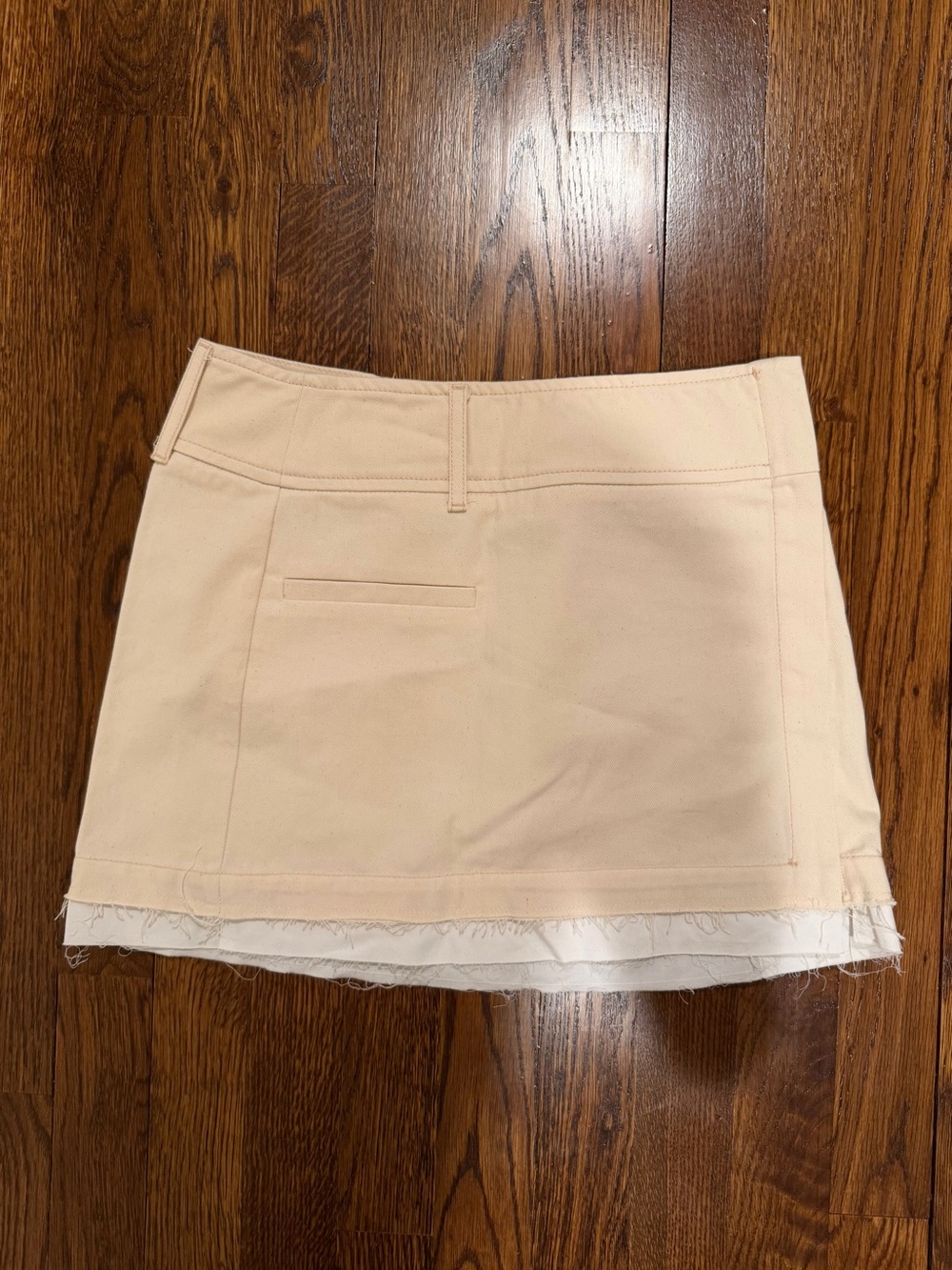 Beige Mini Skirt with Raw Hem